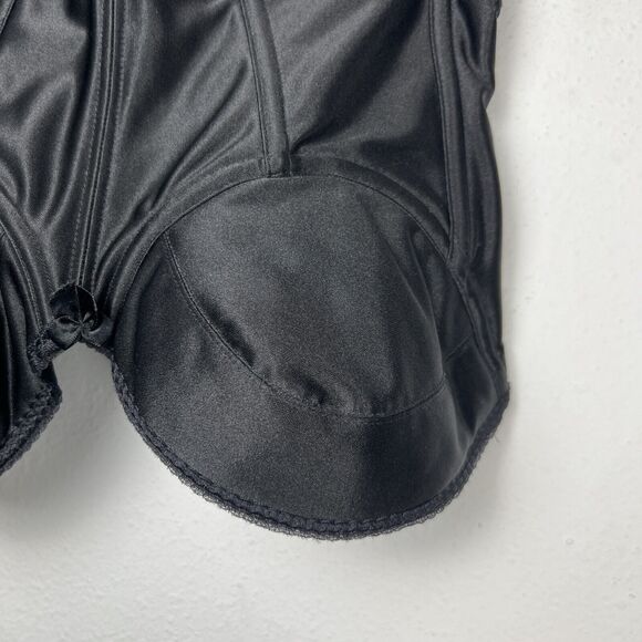 Vintage Backless Bustier By Delicates Lingerie Black Satin Bra Corset 36C Boning - Picture 3 of 13